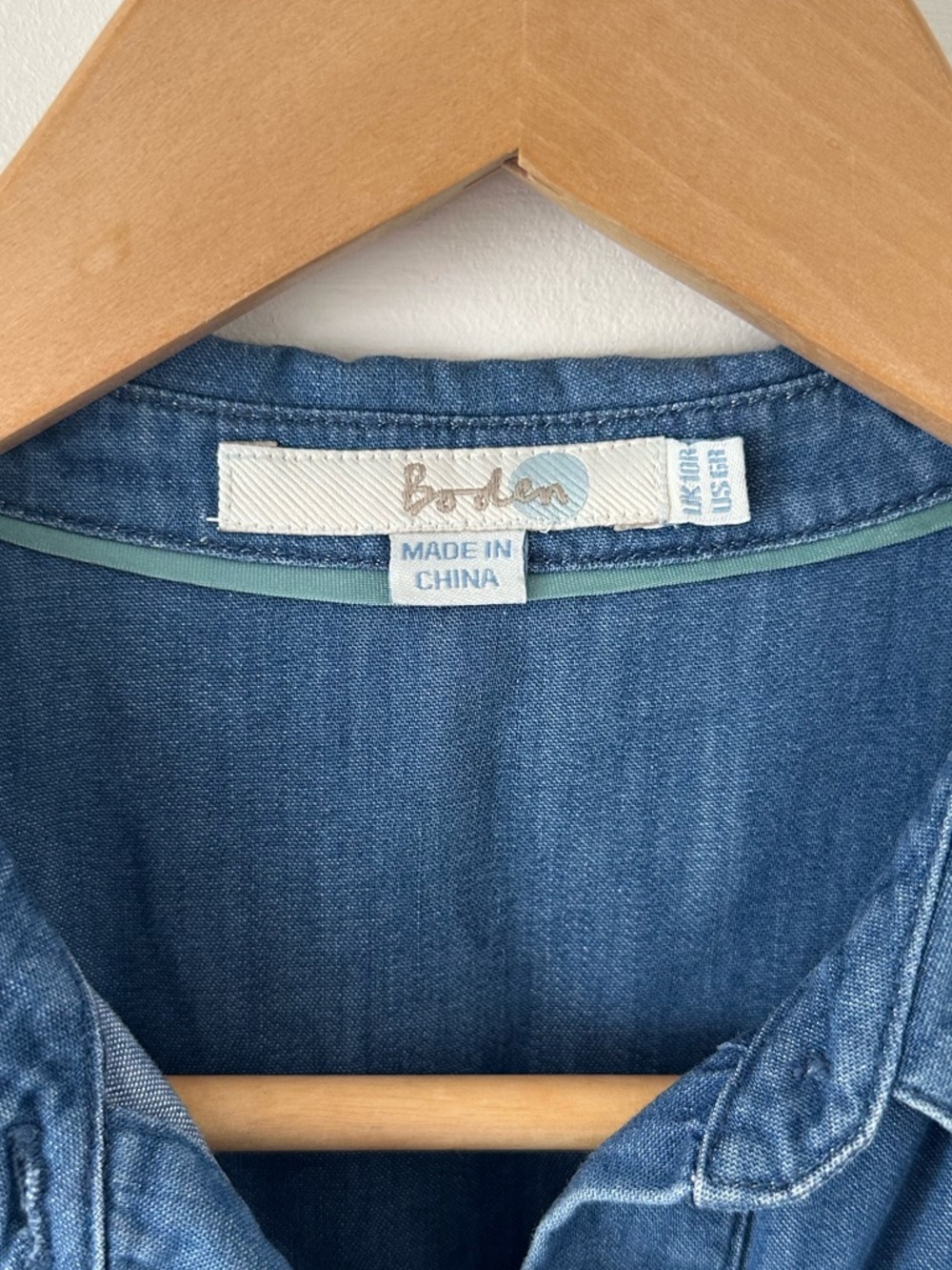 Boden Sophia Knee Length Collared Button Down Denim Shirt Dress Size 6 - Picture 3 of 5